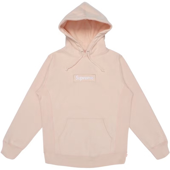 Supreme Tops - EUC Women’s Size Medium Supreme Drawstring Box Logo Hoodie 100% Cotton In Peach